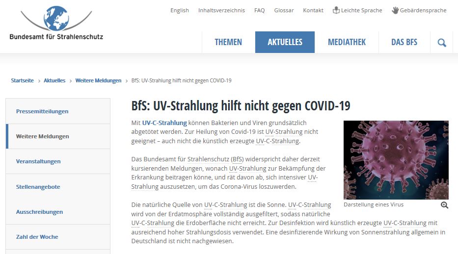 bfs uVC Strahlung Covid 