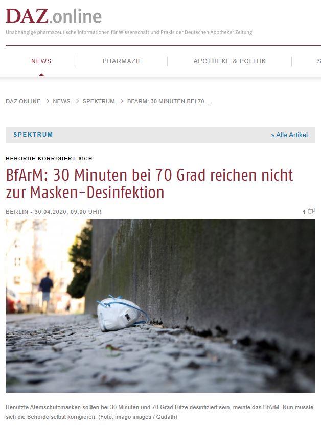 DAZ.online News Spektrum BfArM: 30 Minuten bei 70 ... 